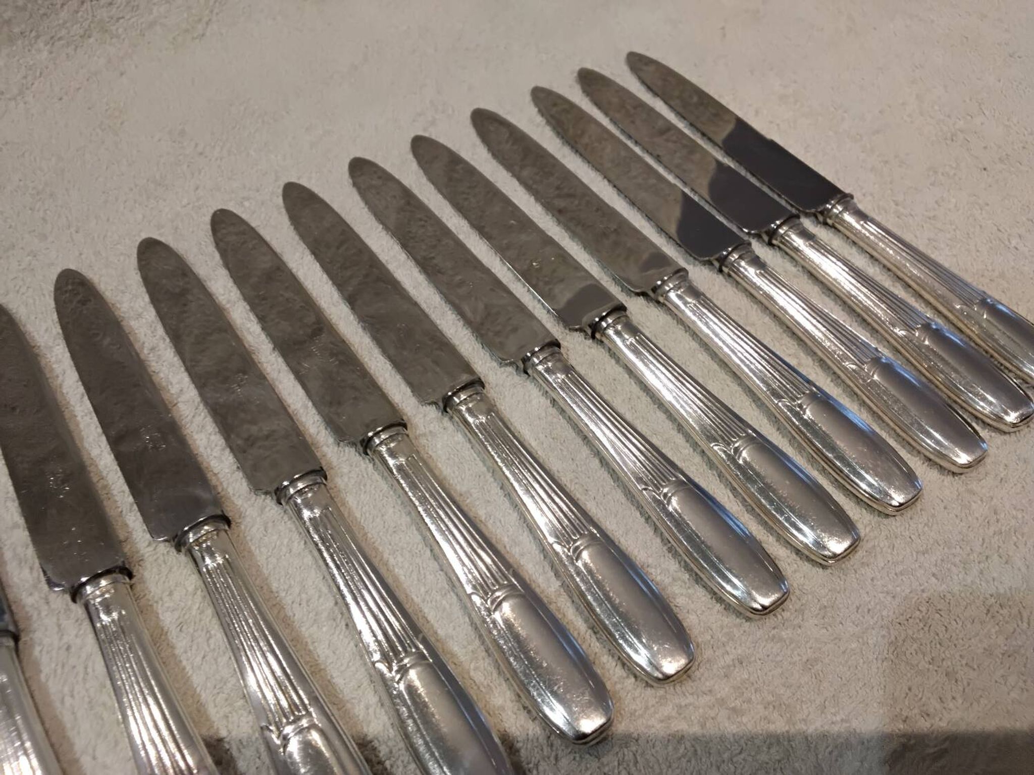 12 dessert knives with silver metal handles, goldsmith SFAM art deco