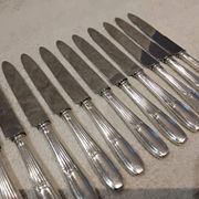 12 dessert knives with silver metal handles, goldsmith SFAM art deco