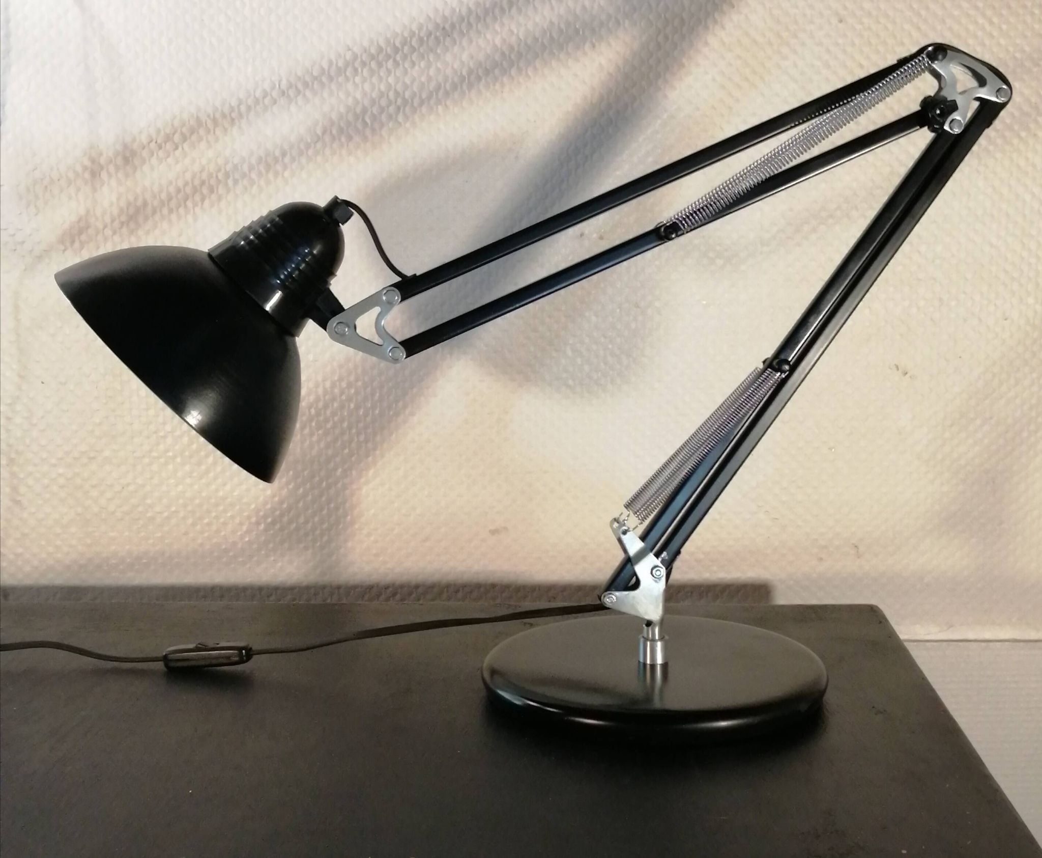 Large black Aluminor articulated desk lamp made in France vintage 1970