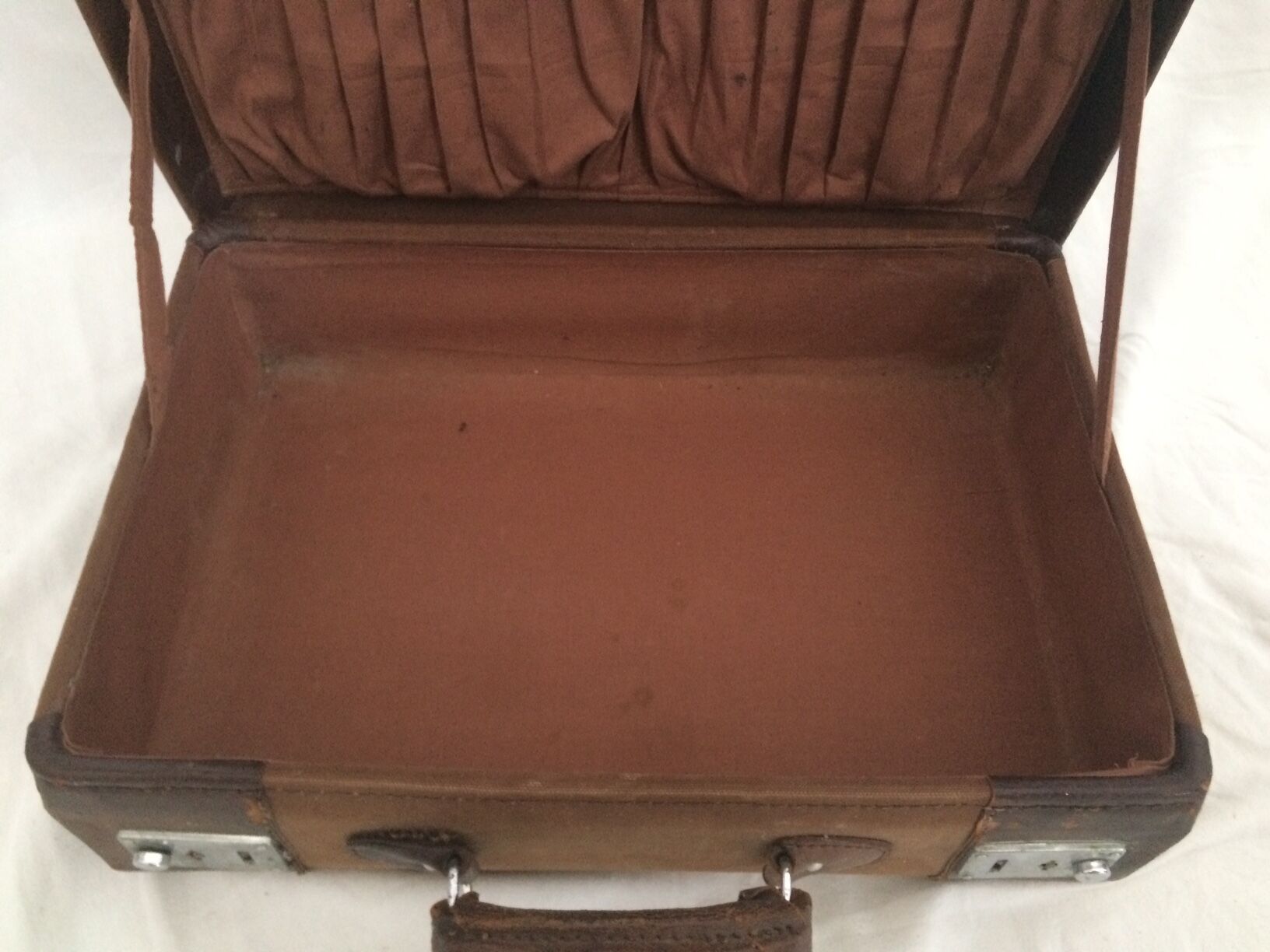 Cloth suitcase and leather vintage