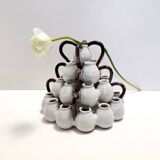 Art Deco / Etruscan Style Vintage Tulip Vase with Glazed Ceramic Amphoras