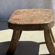 Small stool, oval solid teak accent stool wabi-sabi H25 45x31.
