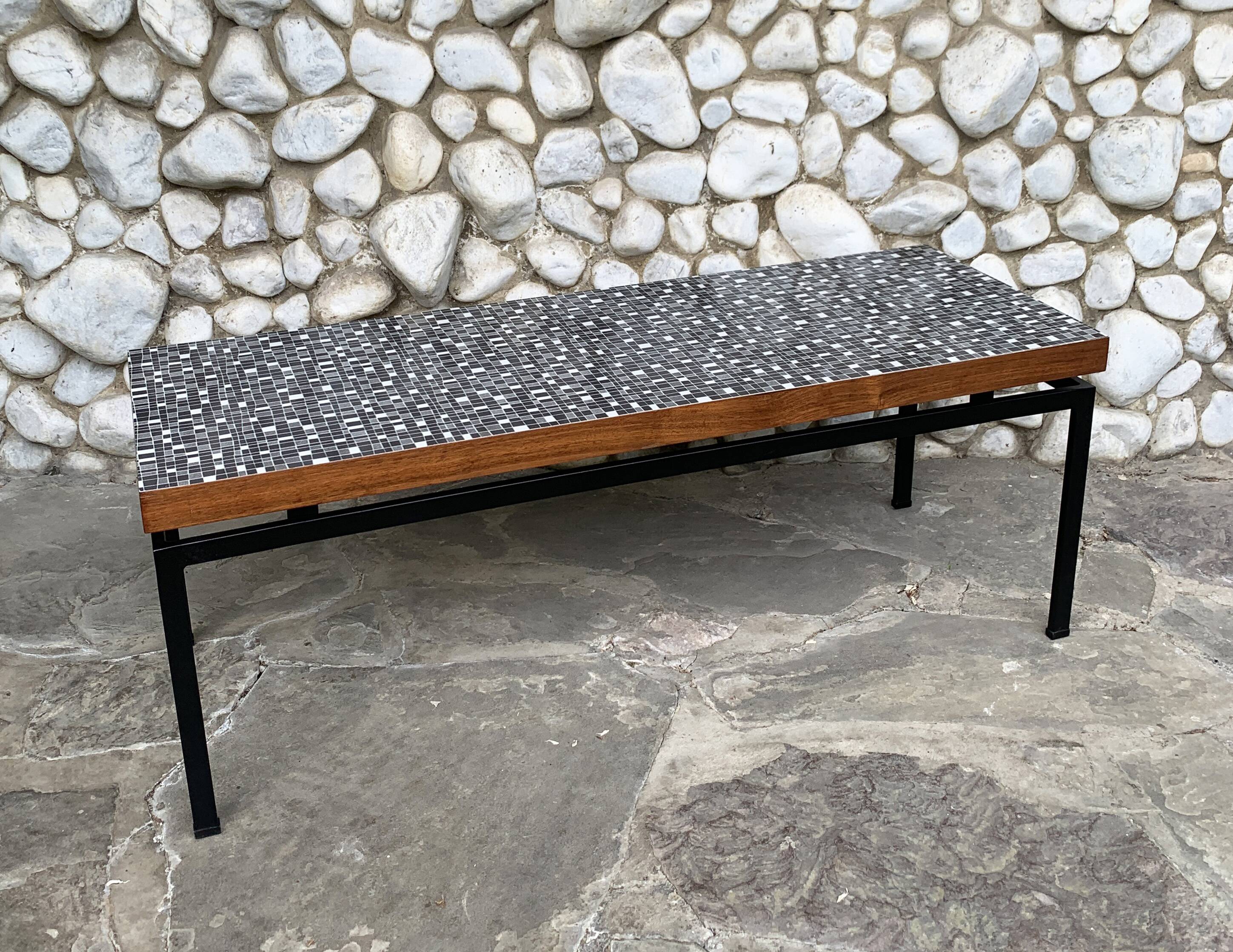 Mid-century teak coffee table with graphic motif, Germany 1950-60