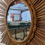XL rattan sun mirror from the 50s/60s