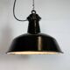 Industrial Black Enamel Factory Lamp with Cast Iron Top, 1950s