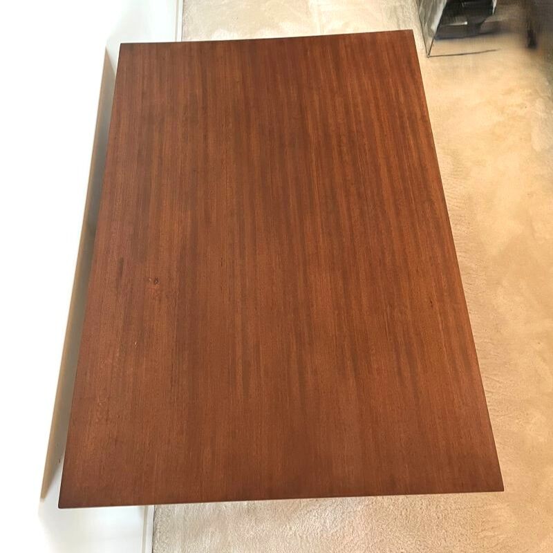 Bureau moderniste 2 tiroirs vintage en bois et métal noir