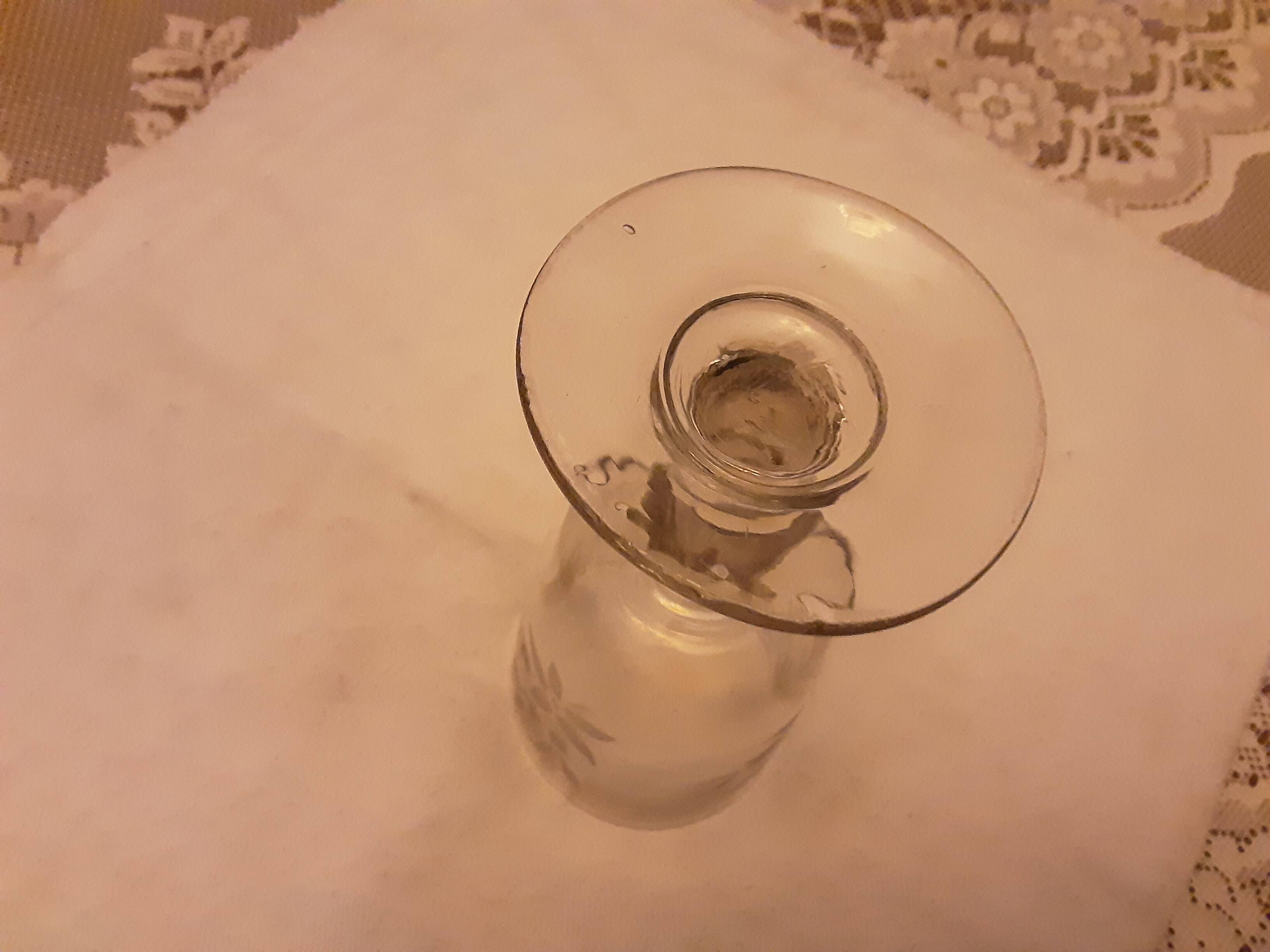 Verre ancien XIXème sable souffle tiges de fleurs