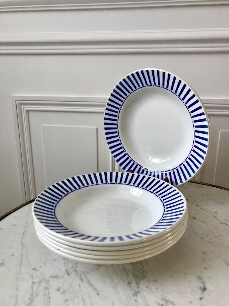 Lot of 6 hollow plates digoin sarreguemines model "monique" 30s