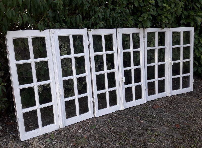 Oak window H96,8xL80,5cm old small tiles