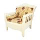 Fauteuil en bois avec des fleurs, années 80