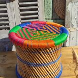 Bamboo stool and ethnic and bohemian rope