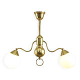 Art Deco Italian Brass and Opaline Chandelier
