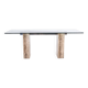 Console, or desk, in glass and travertine. 1980s.