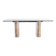 Console, or desk, in glass and travertine. 1980s.