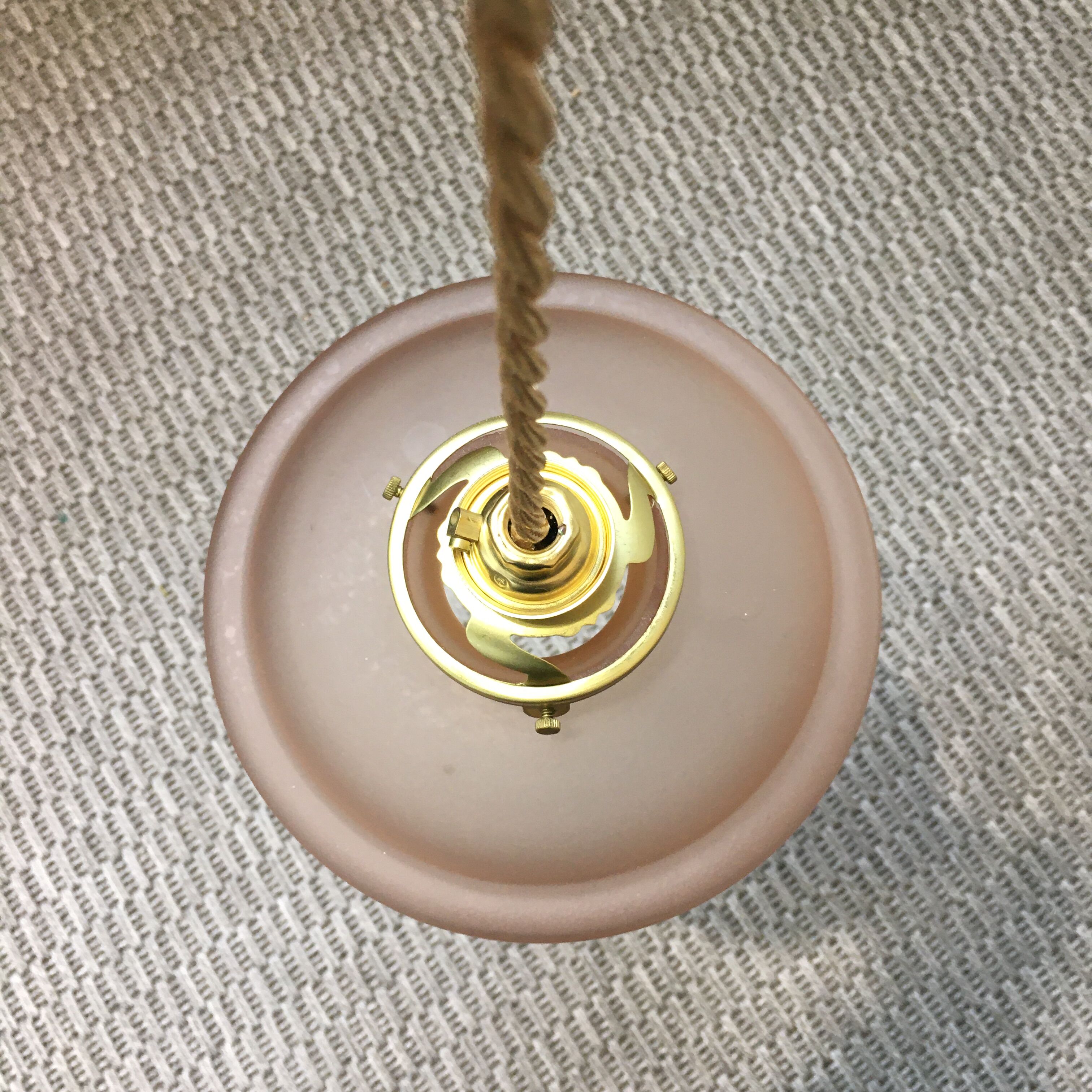 Art deco hanging in pink-apricot frosted glass