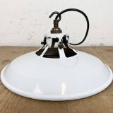 Industrial White Enamel Factory Pendant Lamp, 1960s