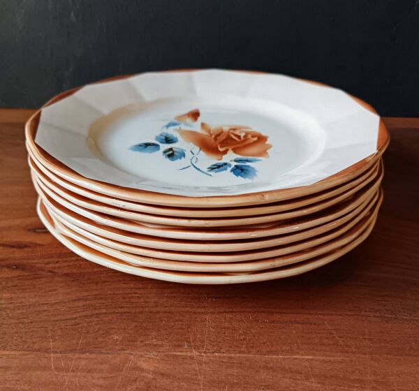 8 assiettes plates Sarreguemines Digoin vintage