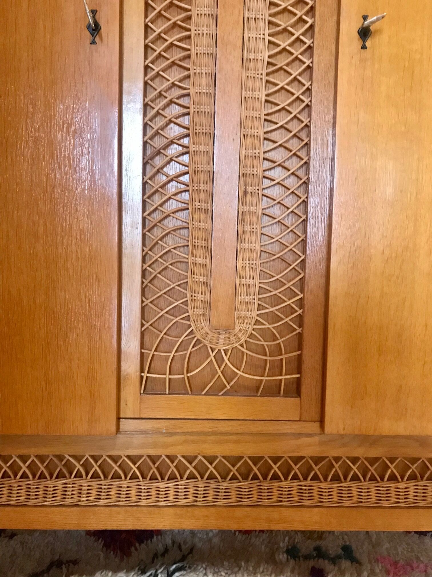 Wood cabinet and rattan 60s