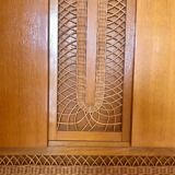 Wood cabinet and rattan 60s