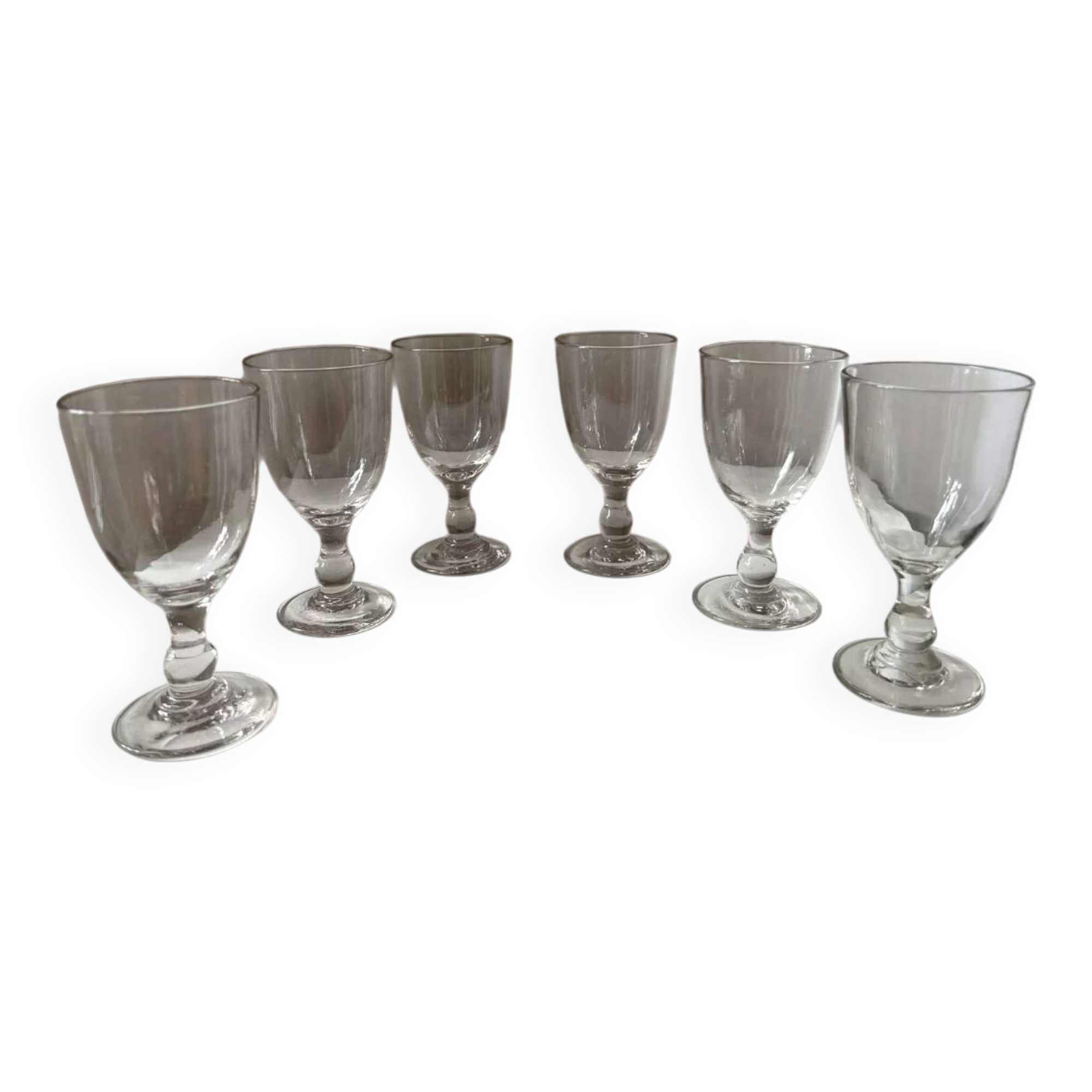 Set of 6 antique 19th century bistro balloon glasses