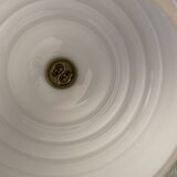 Pair of wall lights in wood, brass, and pink opaline.