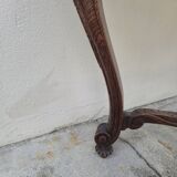 Louis XV style game table in solid oak and richly decorated marble