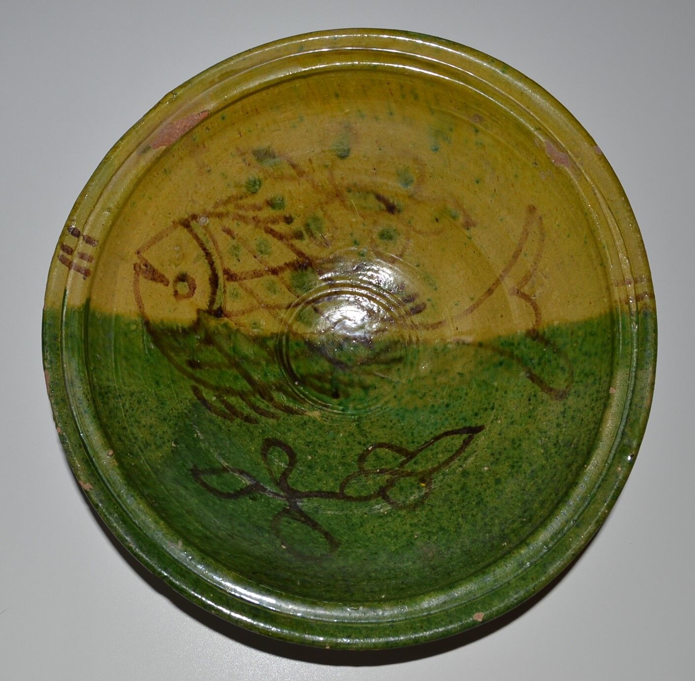 Enamelled terracotta fruit bowl in the Vallauris style, Provence, 1970