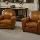 Pair of leather club armchairs