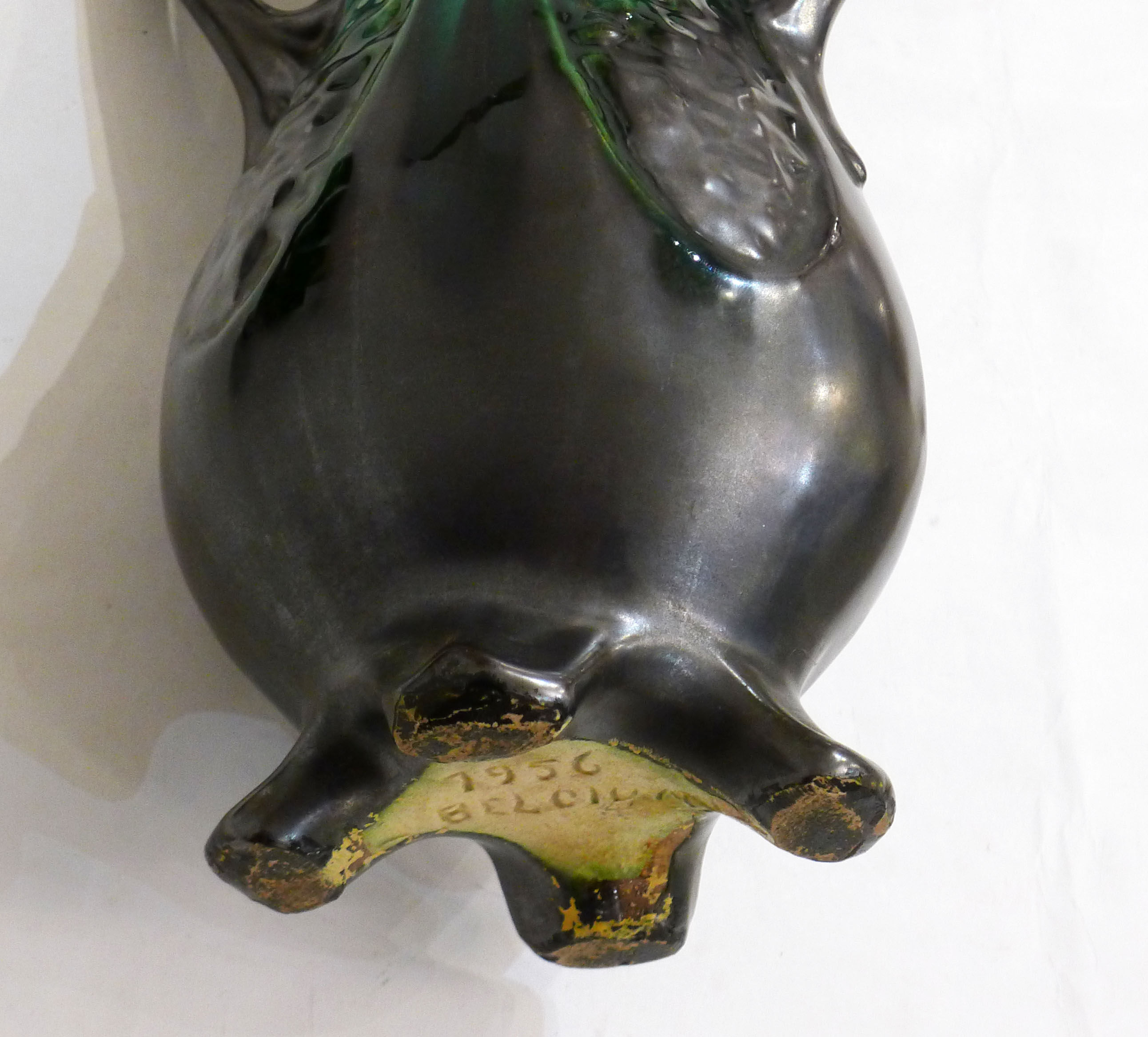 Amphora vase in metallic stoneware