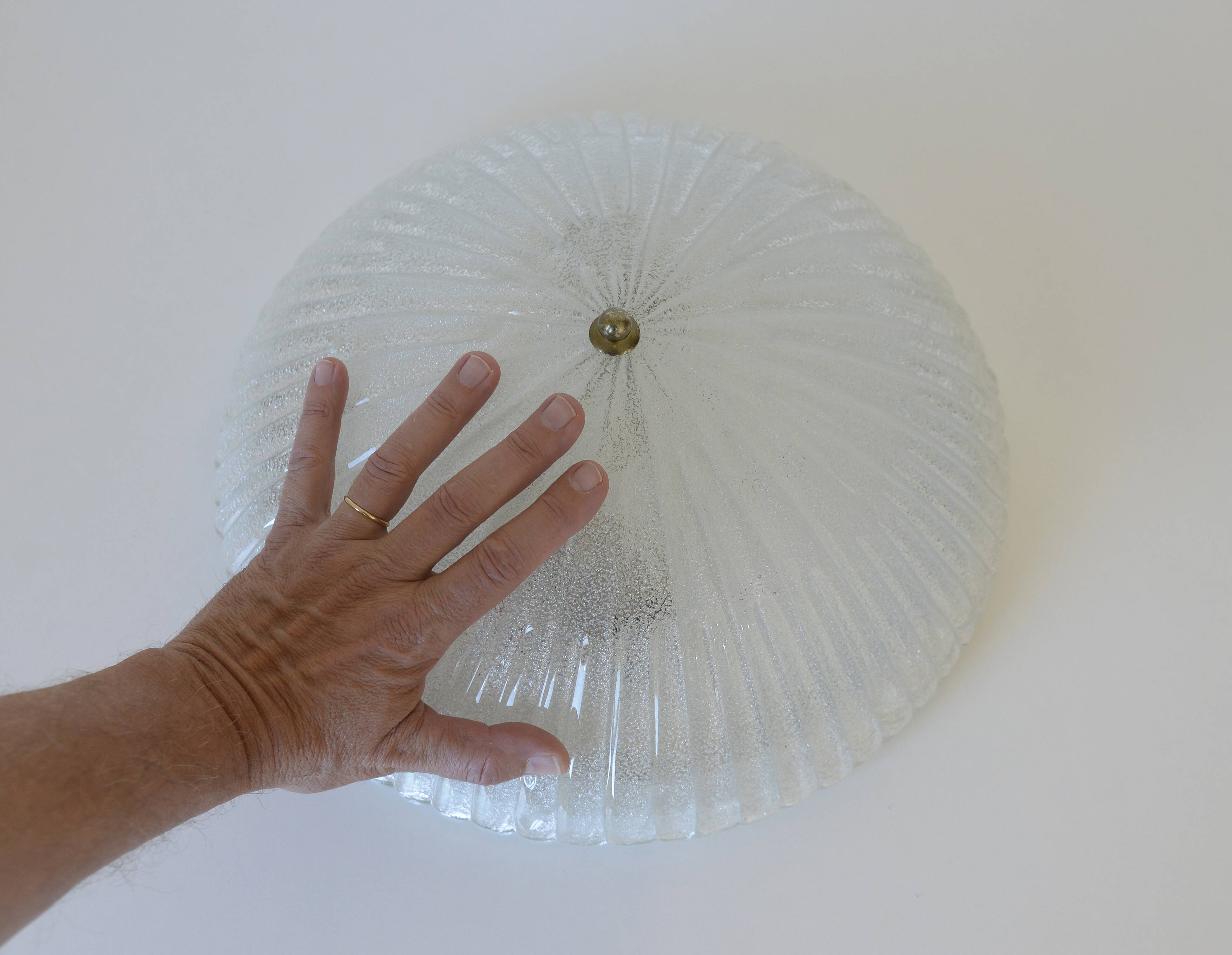 Vintage wall sconce flush mount ceiling light ice glass light fixture 1980s