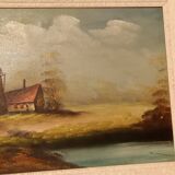 Old oil painting on canvas