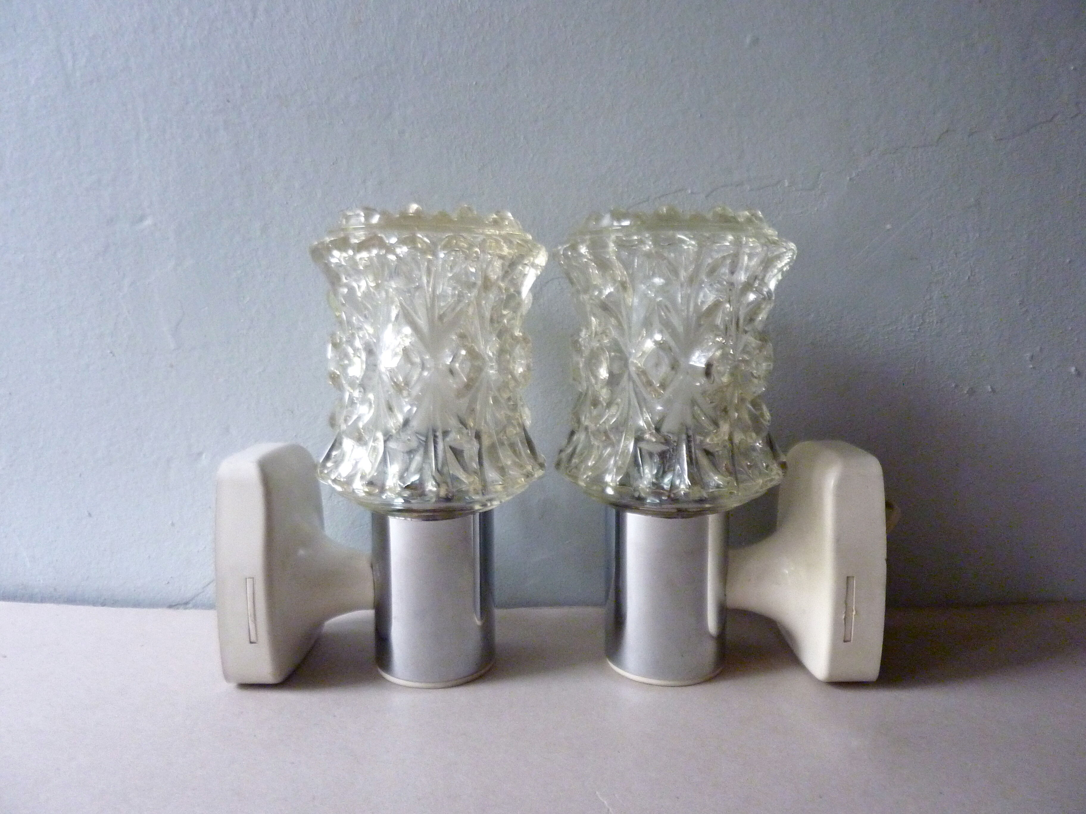 Pair of chrome and glass the 1970s Targetti