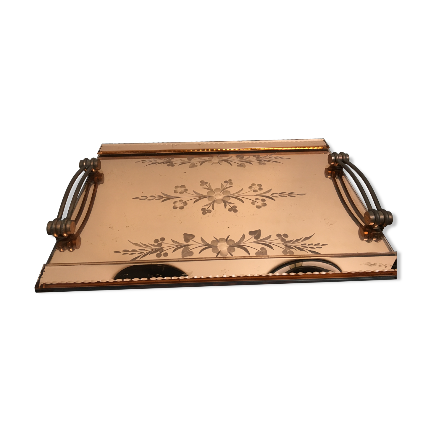 Plateau en miroir rose