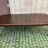 Extendable oval Scandinavian dining table in teak and mahogany, 1950s, 245cm