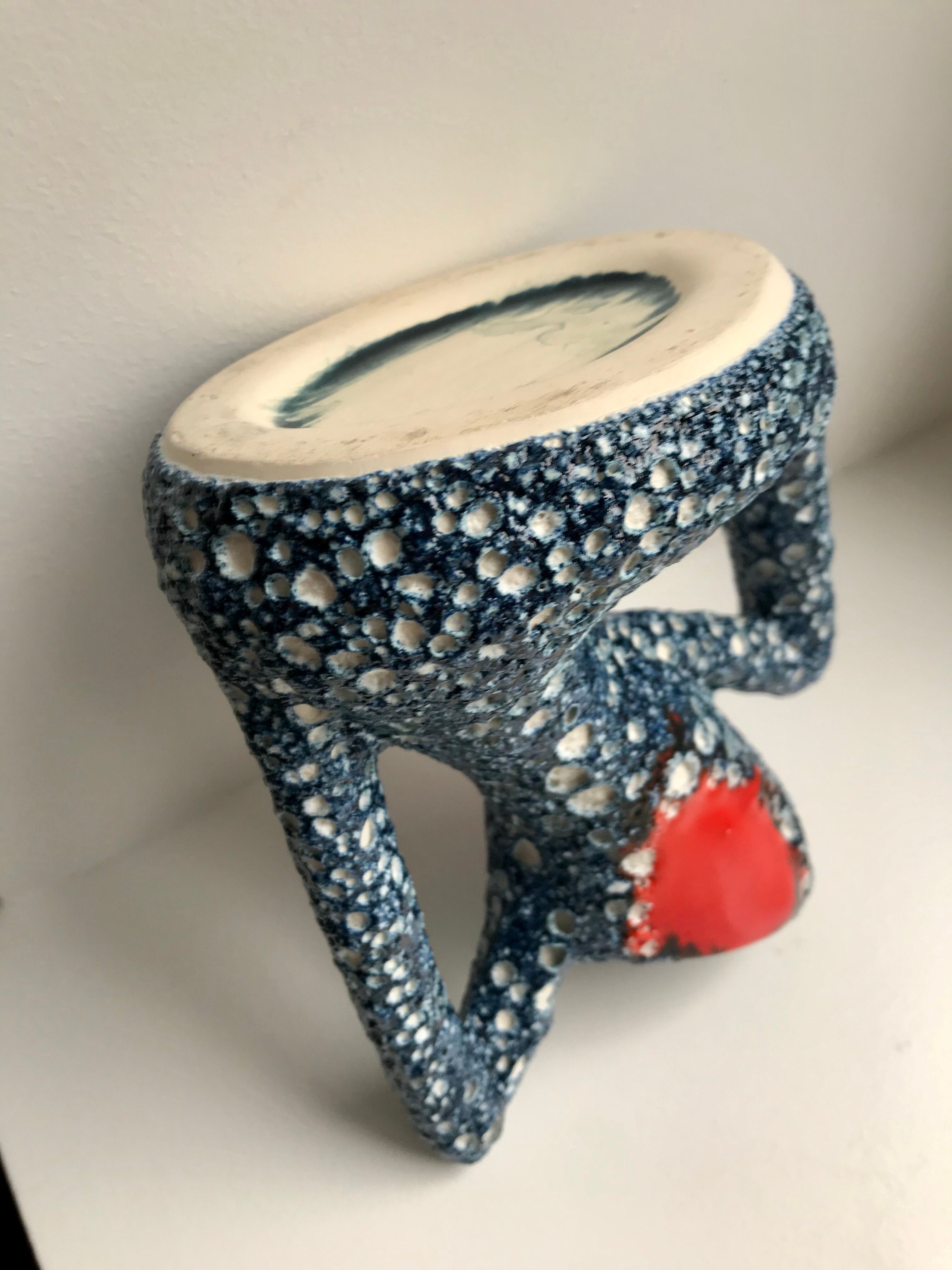 Vase fat lava blue design 70s