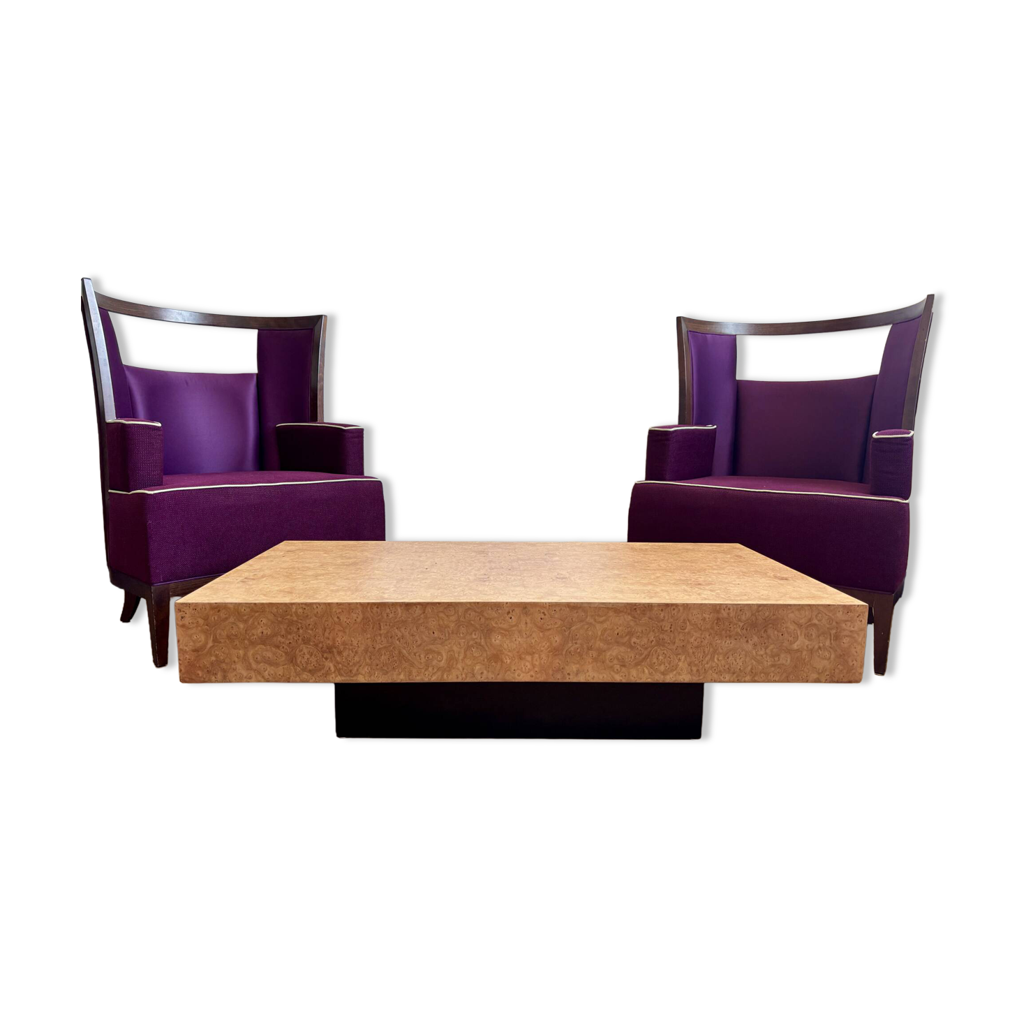 Vintage elm burl coffee table