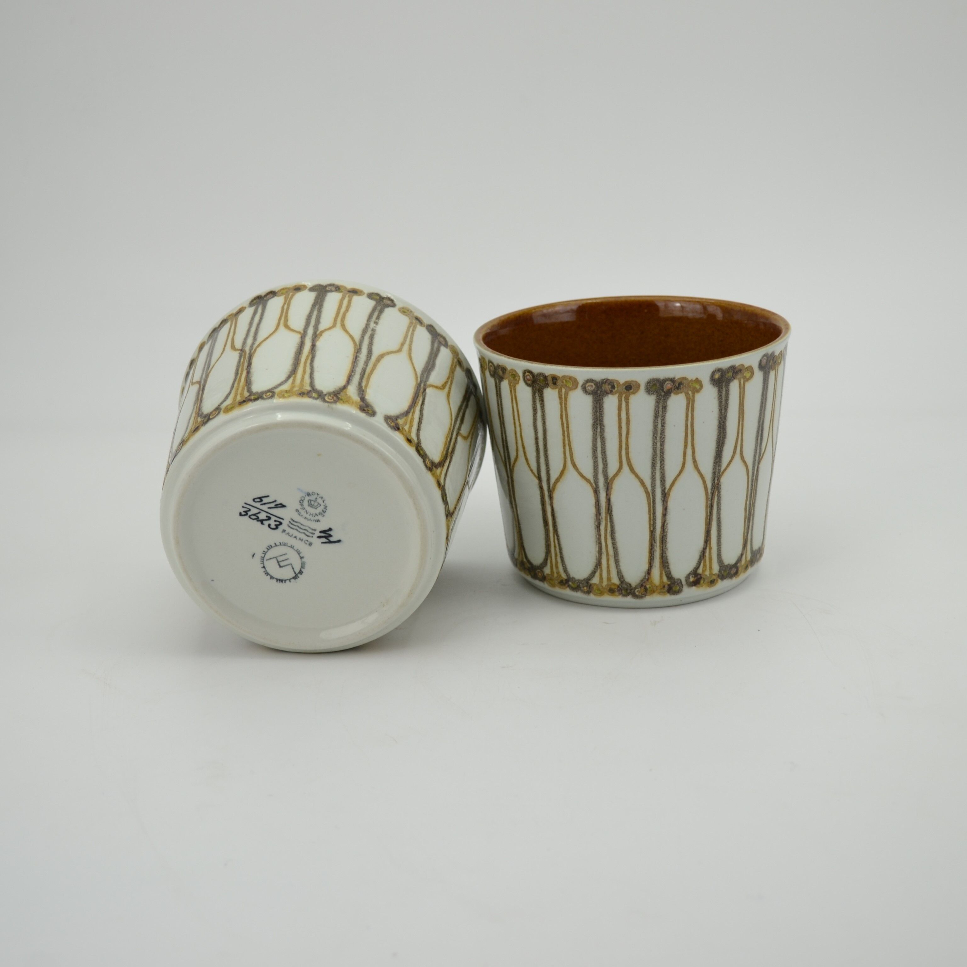 Pair of earthenware pot covers from Ellen Malmer's Baca series for Royal Copenhagen