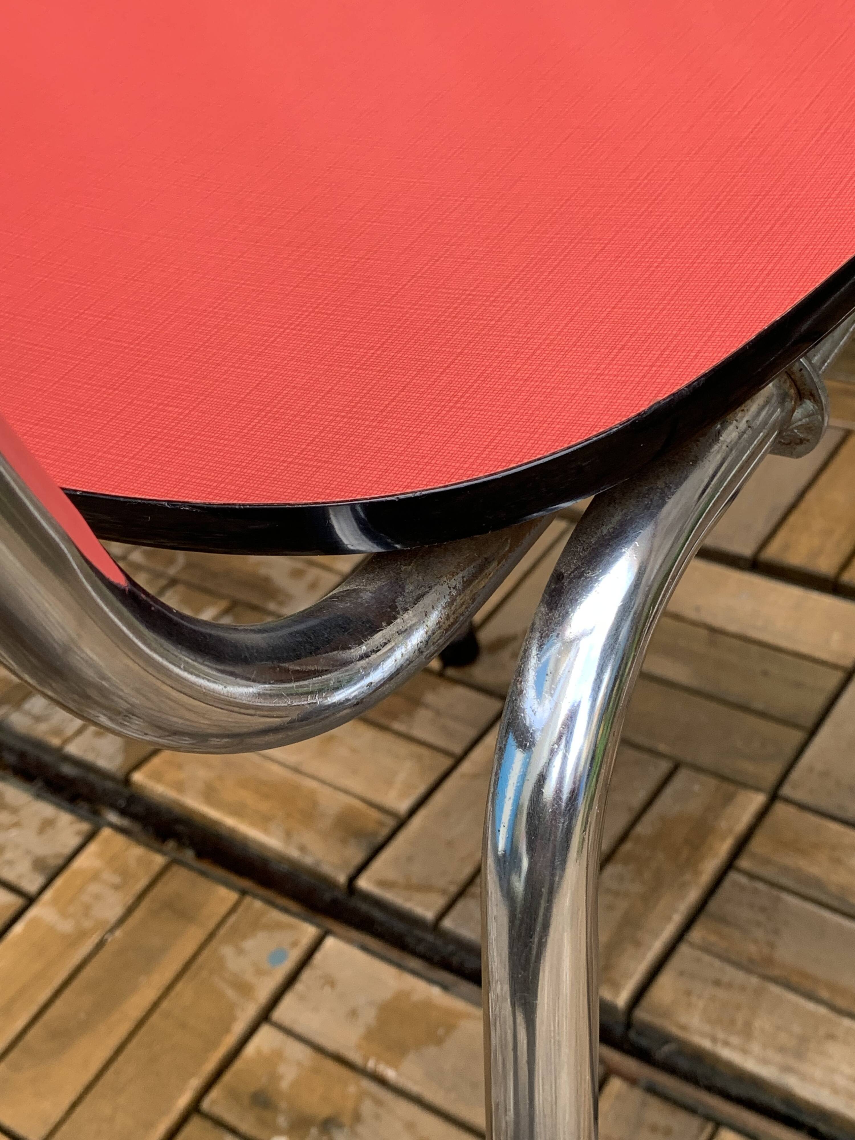 Pair of red Formica chairs Roc 1960