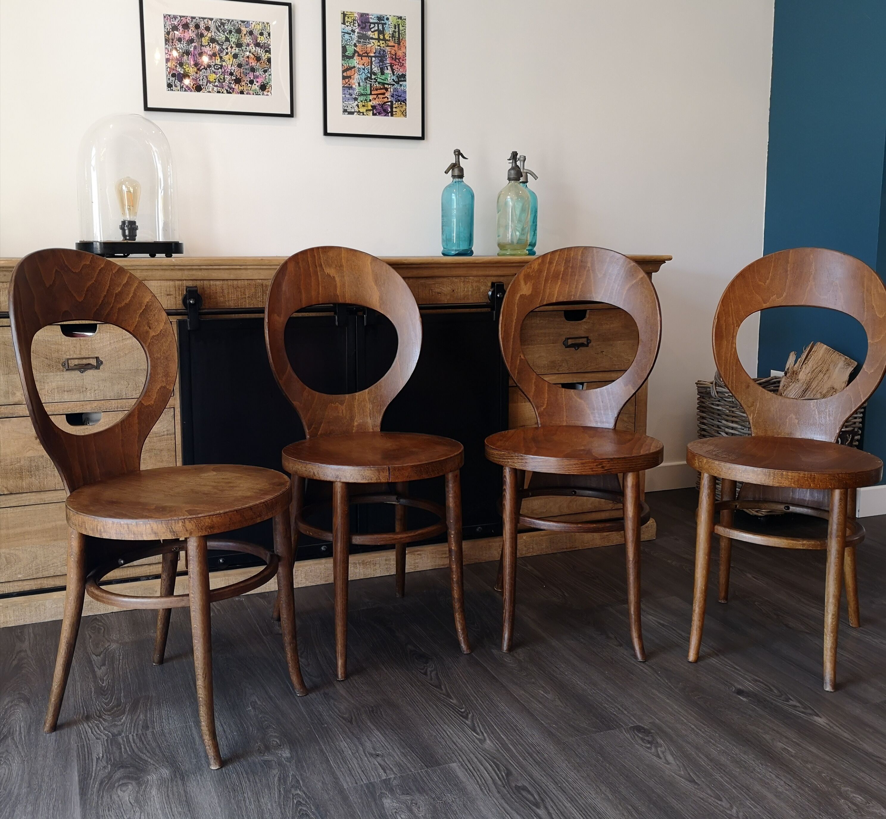 Série de 4 chaises bistrot Baumann mouette
