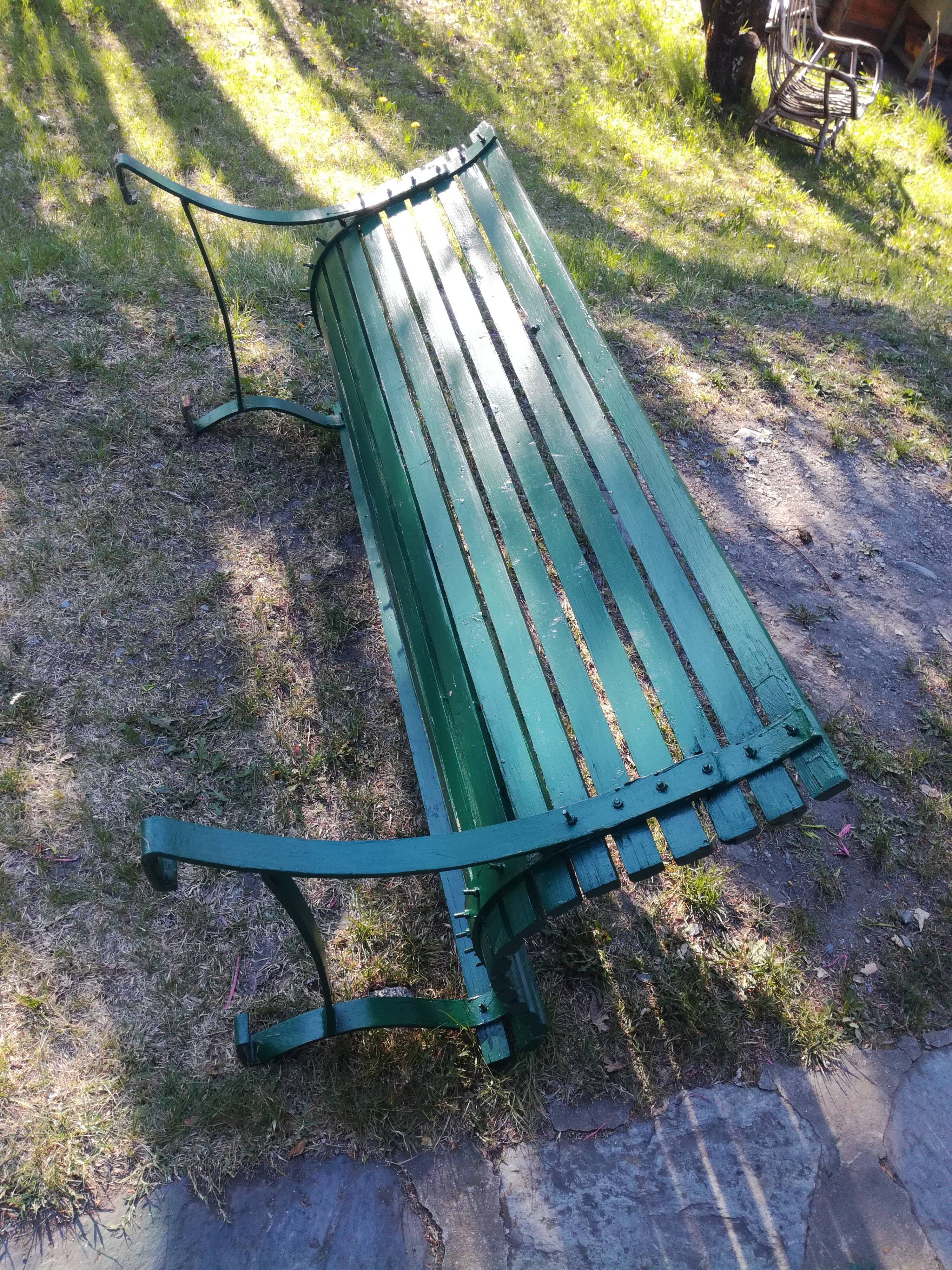 Green public bench