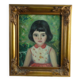 Peinture à l'huile ancienne Portrait de jeune fille impressionniste du 20ème siècle