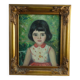 Old oil painting Portrait of a young impressionist girl from the 20th century