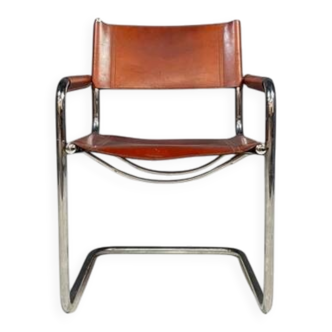 Chaise vintage en chrome et cuir