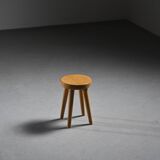 Tabouret en pin par René Martin, France, vers 1965