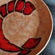 Vintage glazed terracotta ceramic plate signed Olivier