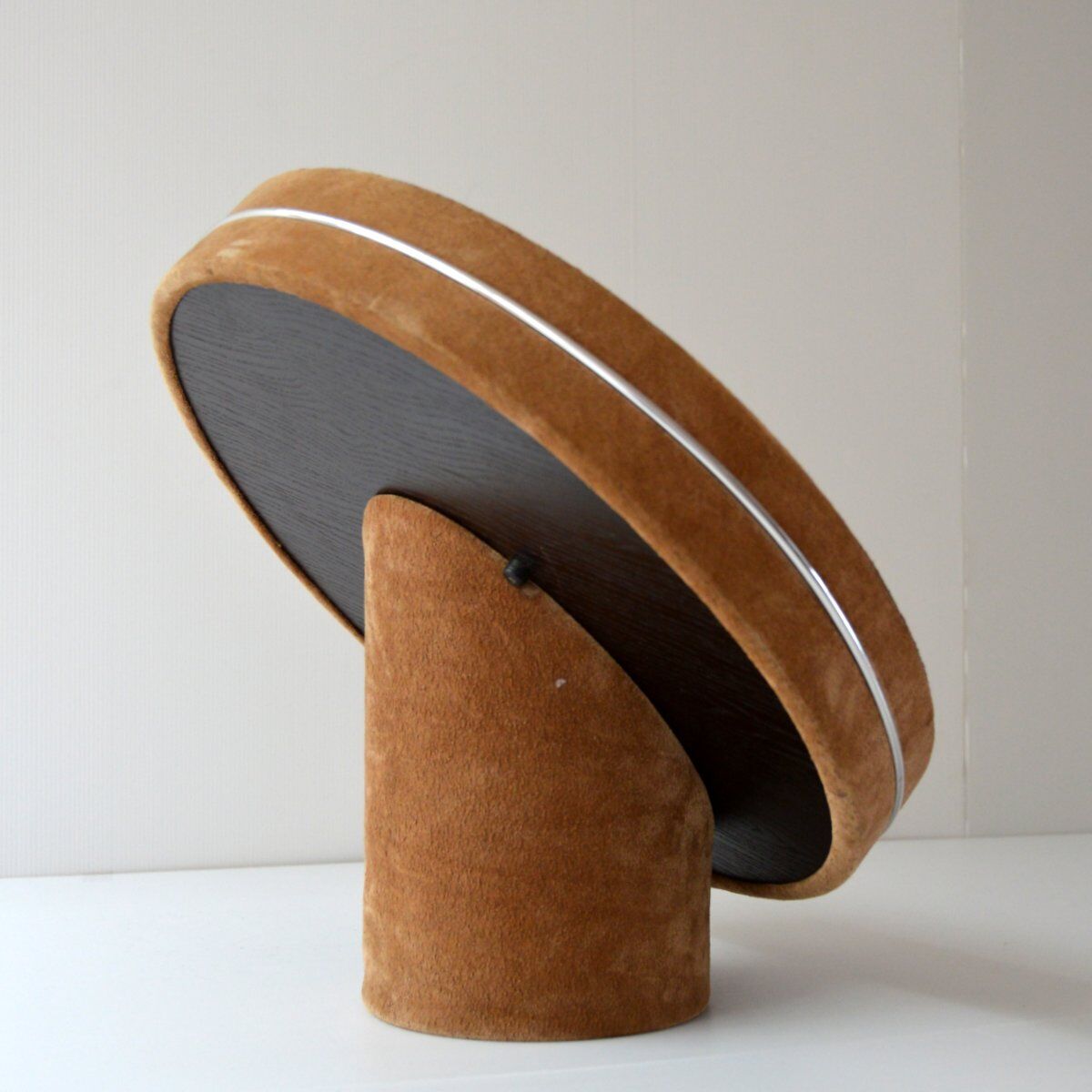 Mirror round support 1970 vintage Velvet 42cm