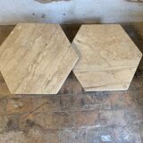 Vintage travertine coffee table duo