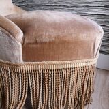 Small armchair toad in taupe velvet