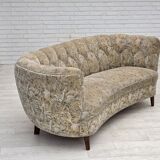 1970s, Danish 3 seater curved sofa, original multicolor furniture fabric.