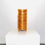 Cylindrical Pinewood Table Lamp In The Manner Of Hans-Agne Jakobsson, Sweden, Circa 1960S